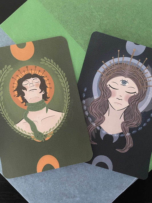 One in a Blue Moon and Snake Boy | Two Art Prints 5x7 | Sticker Set of 2